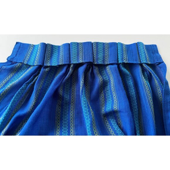 Vintage 70s curtain, blue and green stripes, pleated, price per panel - Picture 7 of 10